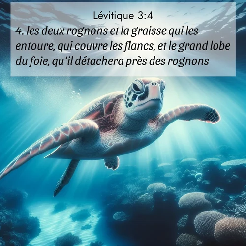 Segond21 Lévitique  ; image nature: image avec le verset biblique :les deux rognons et la graisse qui les entoure, qui couvre les flancs, et le grand lobe du foie, qu&#039;il détachera près des rognons. ;  ; 3:4