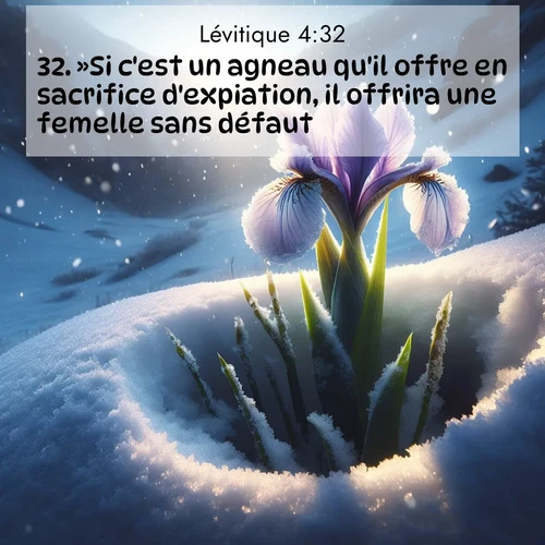 Segond21 Lévitique  ; image nature: image avec le verset biblique :»Si c&#039;est un agneau qu&#039;il offre en sacrifice d&#039;expiation, il offrira une femelle sans défaut. ;  ; 4:32