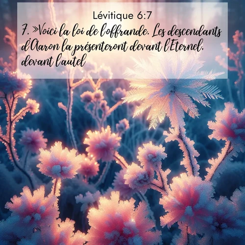 Segond21 Lévitique  ; image nature: image avec le verset biblique :»Voici la loi de l&#039;offrande. Les descendants d&#039;Aaron la présenteront devant l&#039;Eternel, devant l&#039;autel. ;  ; 6:7