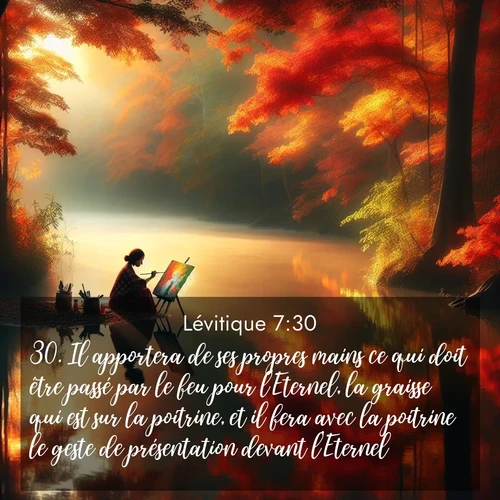 Segond21 Lévitique  ; image nature: image avec le verset biblique :Il apportera de ses propres mains ce qui doit être passé par le feu pour l&#039;Eternel, la graisse qui est sur la poitrine, et il fera avec la poitrine le geste de présentation devant l&#039;Eternel. ;  ; 7:30