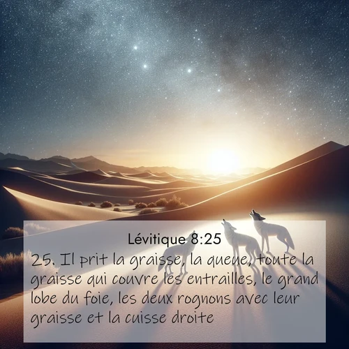 Segond21 Lévitique  ; image nature: image avec le verset biblique :Il prit la graisse, la queue, toute la graisse qui couvre les entrailles, le grand lobe du foie, les deux rognons avec leur graisse et la cuisse droite; ;  ; 8:25