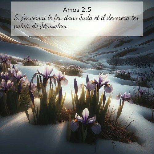 Segond21 Amos  ; image nature: image avec le verset biblique :j&#039;enverrai le feu dans Juda et il dévorera les palais de Jérusalem. ;  ; 2:5
