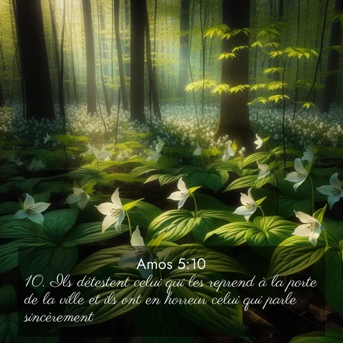 Segond21 Amos  ; image nature: image avec le verset biblique :Ils détestent celui qui les reprend à la porte de la ville et ils ont en horreur celui qui parle sincèrement. ;  ; 5:10