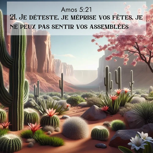 Segond21 Amos  ; image nature: image avec le verset biblique :Je déteste, je méprise vos fêtes, je ne peux pas sentir vos assemblées. ;  ; 5:21