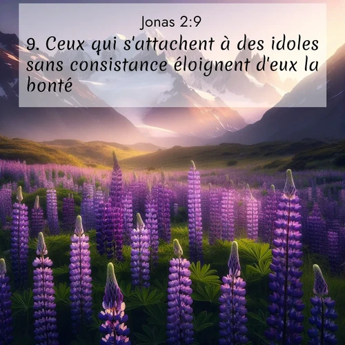 Segond21 Jonas  ; image nature: image avec le verset biblique :Ceux qui s&#039;attachent à des idoles sans consistance éloignent d&#039;eux la bonté. ;  ; 2:9