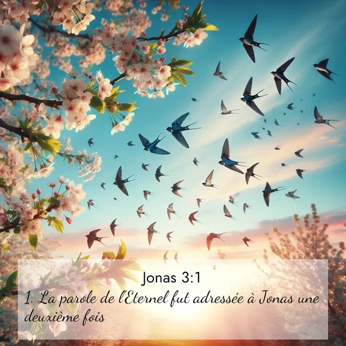 Segond21 Jonas  ; image nature: image avec le verset biblique :La parole de l&#039;Eternel fut adressée à Jonas une deuxième fois: ;  ; 3:1