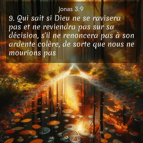 Segond21 Jonas  ; image nature: image avec le verset biblique :Qui sait si Dieu ne se ravisera pas et ne reviendra pas sur sa décision, s&#039;il ne renoncera pas à son ardente colère, de sorte que nous ne mourions pas?» ;  ; 3:9
