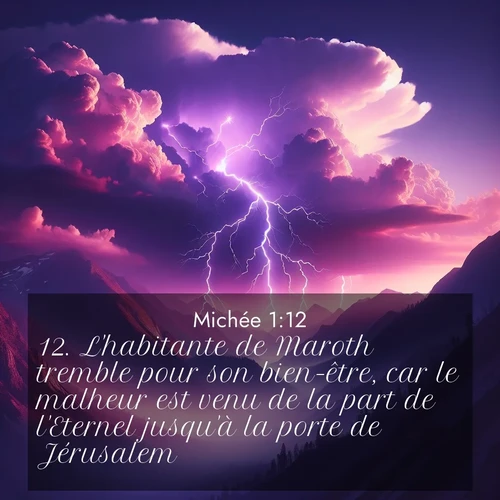 Segond21 Michée  ; image nature: image avec le verset biblique :L&#039;habitante de Maroth tremble pour son bien-être, car le malheur est venu de la part de l&#039;Eternel jusqu&#039;à la porte de Jérusalem. ;  ; 1:12