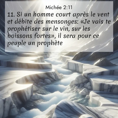Segond21 Michée  ; image nature: image avec le verset biblique :Si un homme court après le vent et débite des mensonges: «Je vais te prophétiser sur le vin, sur les boissons fortes», il sera pour ce peuple un prophète. ;  ; 2:11