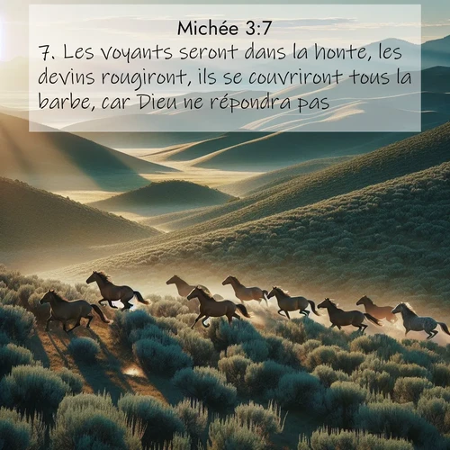 Segond21 Michée  ; image nature: image avec le verset biblique :Les voyants seront dans la honte, les devins rougiront, ils se couvriront tous la barbe, car Dieu ne répondra pas. ;  ; 3:7