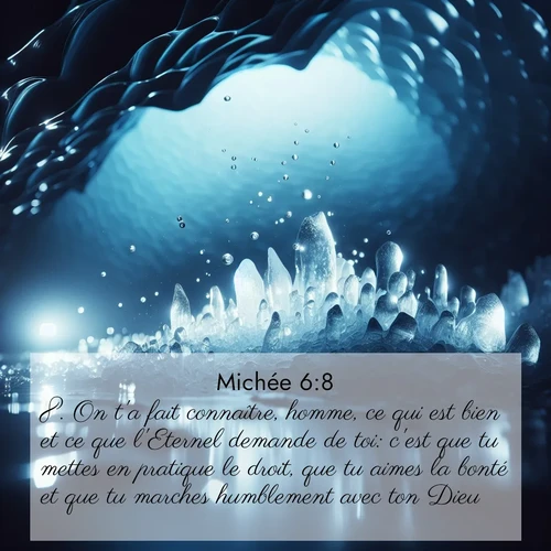 Segond21 Michée  ; image nature: image avec le verset biblique :On t&#039;a fait connaître, homme, ce qui est bien et ce que l&#039;Eternel demande de toi: c&#039;est que tu mettes en pratique le droit, que tu aimes la bonté et que tu marches humblement avec ton Dieu. ;  ; 6:8