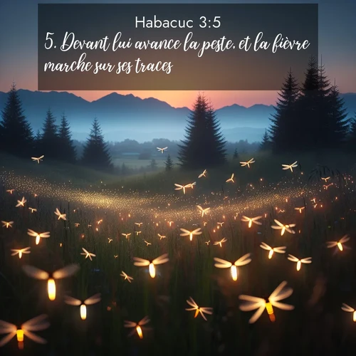 Segond21 Habacuc  ; image nature: image avec le verset biblique :Devant lui avance la peste, et la fièvre marche sur ses traces. ;  ; 3:5