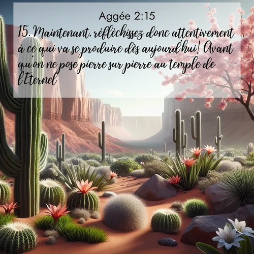 Segond21 Aggée  ; image nature: image avec le verset biblique :Maintenant, réfléchissez donc attentivement à ce qui va se produire dès aujourd&#039;hui! Avant qu&#039;on ne pose pierre sur pierre au temple de l&#039;Eternel, ;  ; 2:15