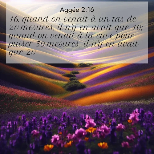 Segond21 Aggée  ; image nature: image avec le verset biblique :quand on venait à un tas de 20 mesures, il n&#039;y en avait que 10; quand on venait à la cuve pour puiser 50 mesures, il n&#039;y en avait que 20. ;  ; 2:16