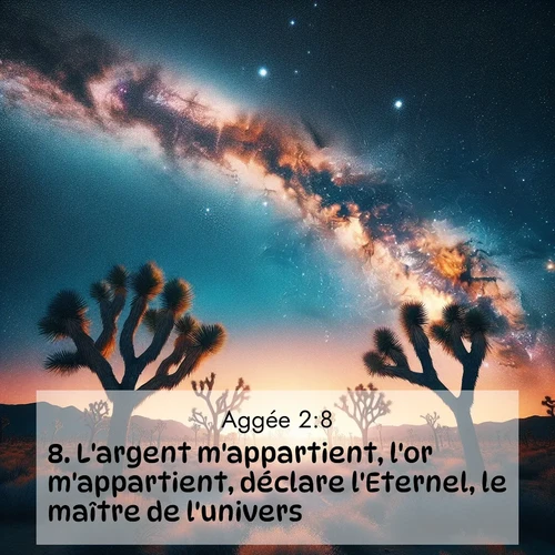 Segond21 Aggée  ; image nature: image avec le verset biblique :L&#039;argent m&#039;appartient, l&#039;or m&#039;appartient, déclare l&#039;Eternel, le maître de l&#039;univers. ;  ; 2:8