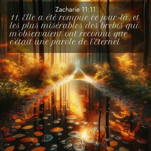 Segond21 Zacharie  ; image nature: image avec le verset biblique :Elle a été rompue ce jour-là, et les plus misérables des brebis qui m&#039;observaient ont reconnu que c&#039;était une parole de l&#039;Eternel. ;  ; 11:11