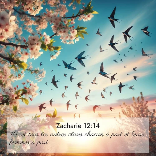 Segond21 Zacharie  ; image nature: image avec le verset biblique :et tous les autres clans chacun à part et leurs femmes à part. ;  ; 12:14