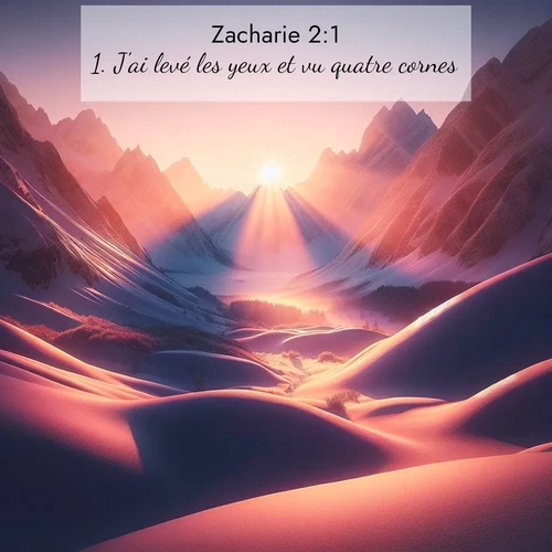 Segond21 Zacharie  ; image nature: image avec le verset biblique :J&#039;ai levé les yeux et vu quatre cornes. ;  ; 2:1