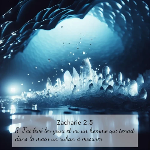 Segond21 Zacharie  ; image nature: image avec le verset biblique :J&#039;ai levé les yeux et vu un homme qui tenait dans la main un ruban à mesurer. ;  ; 2:5