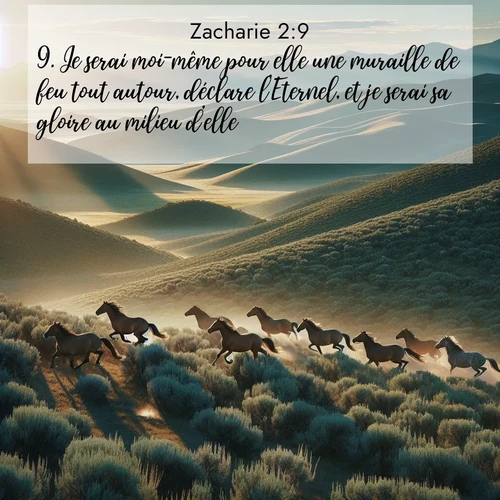 Segond21 Zacharie  ; image nature: image avec le verset biblique :Je serai moi-même pour elle une muraille de feu tout autour, déclare l&#039;Eternel, et je serai sa gloire au milieu d&#039;elle.&#039; ;  ; 2:9