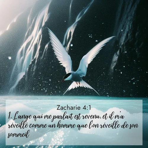 Segond21 Zacharie  ; image nature: image avec le verset biblique :L&#039;ange qui me parlait est revenu, et il m&#039;a réveillé comme un homme que l&#039;on réveille de son sommeil. ;  ; 4:1