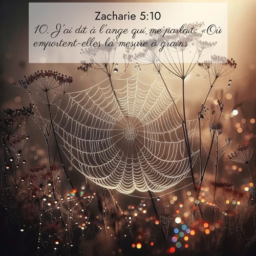 Segond21 Zacharie  ; image nature: image avec le verset biblique :J&#039;ai dit à l&#039;ange qui me parlait: «Où emportent-elles la mesure à grains?» ;  ; 5:10