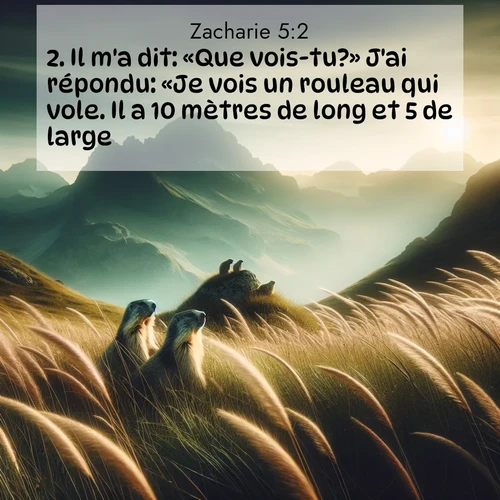 Segond21 Zacharie  ; image nature: image avec le verset biblique :Il m&#039;a dit: «Que vois-tu?» J&#039;ai répondu: «Je vois un rouleau qui vole. Il a 10 mètres de long et 5 de large.» ;  ; 5:2
