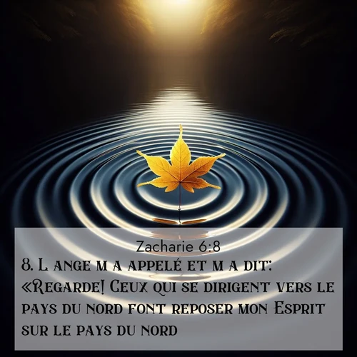 Segond21 Zacharie  ; image nature: image avec le verset biblique :L&#039;ange m&#039;a appelé et m&#039;a dit: «Regarde! Ceux qui se dirigent vers le pays du nord font reposer mon Esprit sur le pays du nord.» ;  ; 6:8