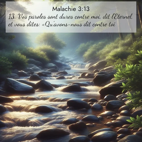 Segond21 Malachie  ; image nature: image avec le verset biblique :Vos paroles sont dures contre moi, dit l&#039;Eternel, et vous dites: «Qu&#039;avons-nous dit contre toi?» ;  ; 3:13
