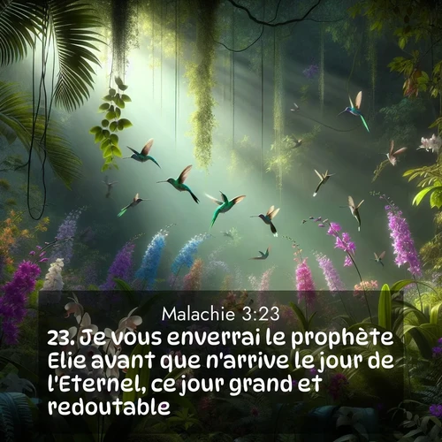Segond21 Malachie  ; image nature: image avec le verset biblique :Je vous enverrai le prophète Elie avant que n&#039;arrive le jour de l&#039;Eternel, ce jour grand et redoutable. ;  ; 3:23