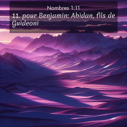 Segond21 Nombres  ; image nature: image avec le verset biblique :pour Benjamin: Abidan, fils de Guideoni; ;  ; 1:11
