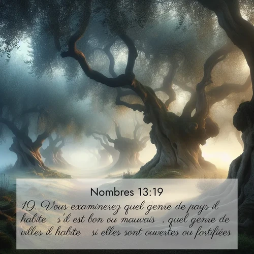 Segond21 Nombres  ; image nature: image avec le verset biblique :Vous examinerez quel genre de pays il habite  s&#039;il est bon ou mauvais , quel genre de villes il habite  si elles sont ouvertes ou fortifiées. ;  ; 13:19
