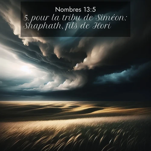Segond21 Nombres  ; image nature: image avec le verset biblique :pour la tribu de Siméon: Shaphath, fils de Hori; ;  ; 13:5