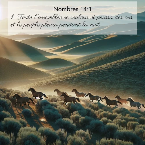 Segond21 Nombres  ; image nature: image avec le verset biblique :Toute l&#039;assemblée se souleva et poussa des cris, et le peuple pleura pendant la nuit. ;  ; 14:1