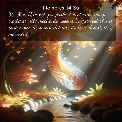 Segond21 Nombres  ; image nature: image avec le verset biblique :Moi, l&#039;Eternel, j&#039;ai parlé et c&#039;est ainsi que je traiterai cette méchante assemblée qui s&#039;est réunie contre moi: ils seront détruits dans ce désert, ils y mourront.» ;  ; 14:35