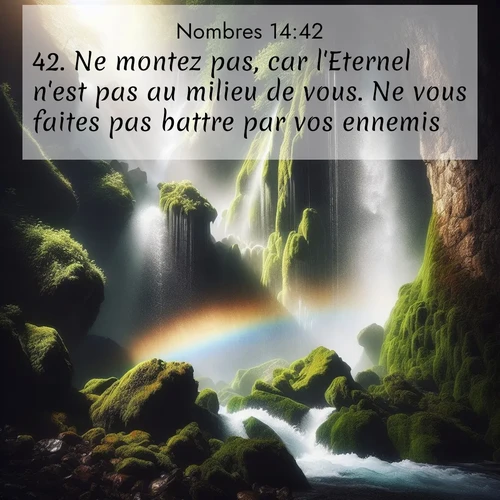 Segond21 Nombres  ; image nature: image avec le verset biblique :Ne montez pas, car l&#039;Eternel n&#039;est pas au milieu de vous. Ne vous faites pas battre par vos ennemis. ;  ; 14:42