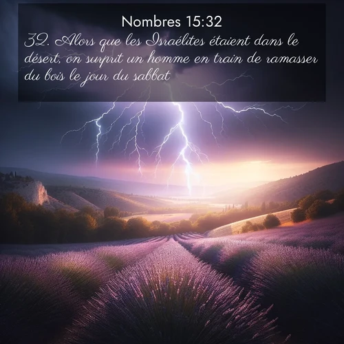Segond21 Nombres  ; image nature: image avec le verset biblique :Alors que les Israélites étaient dans le désert, on surprit un homme en train de ramasser du bois le jour du sabbat. ;  ; 15:32