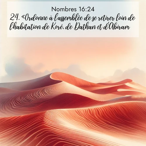 Segond21 Nombres  ; image nature: image avec le verset biblique :«Ordonne à l&#039;assemblée de se retirer loin de l&#039;habitation de Koré, de Dathan et d&#039;Abiram.» ;  ; 16:24