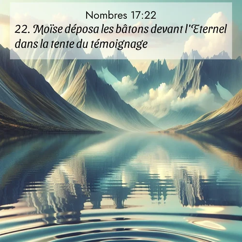 Segond21 Nombres  ; image nature: image avec le verset biblique :Moïse déposa les bâtons devant l&#039;Eternel dans la tente du témoignage. ;  ; 17:22