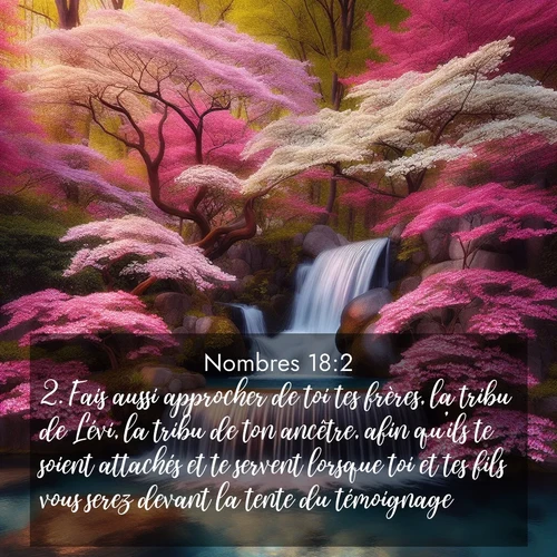 Segond21 Nombres  ; image nature: image avec le verset biblique :Fais aussi approcher de toi tes frères, la tribu de Lévi, la tribu de ton ancêtre, afin qu&#039;ils te soient attachés et te servent lorsque toi et tes fils vous serez devant la tente du témoignage. ;  ; 18:2