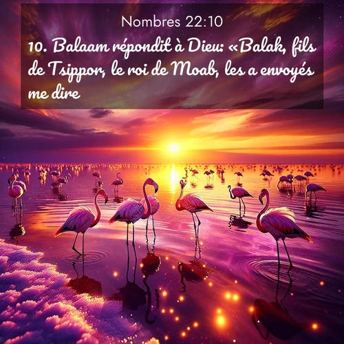 Segond21 Nombres  ; image nature: image avec le verset biblique :Balaam répondit à Dieu: «Balak, fils de Tsippor, le roi de Moab, les a envoyés me dire: ;  ; 22:10