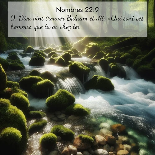 Segond21 Nombres  ; image nature: image avec le verset biblique :Dieu vint trouver Balaam et dit: «Qui sont ces hommes que tu as chez toi?» ;  ; 22:9