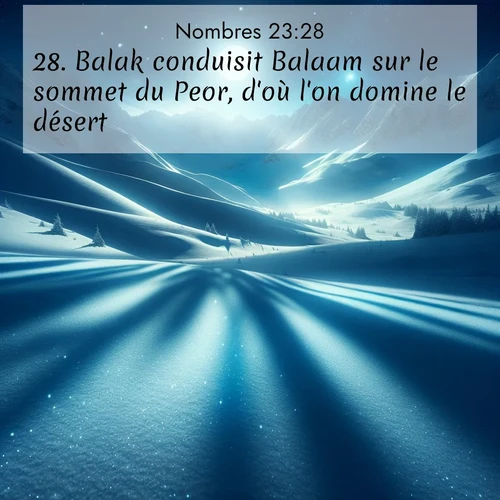 Segond21 Nombres  ; image nature: image avec le verset biblique :Balak conduisit Balaam sur le sommet du Peor, d&#039;où l&#039;on domine le désert. ;  ; 23:28