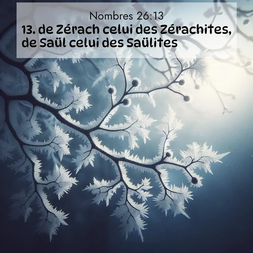 Segond21 Nombres  ; image nature: image avec le verset biblique :de Zérach celui des Zérachites, de Saül celui des Saülites. ;  ; 26:13