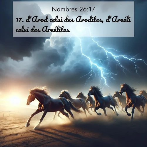 Segond21 Nombres  ; image nature: image avec le verset biblique :d&#039;Arod celui des Arodites, d&#039;Areéli celui des Areélites. ;  ; 26:17
