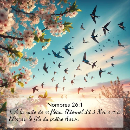 Segond21 Nombres  ; image nature: image avec le verset biblique :A la suite de ce fléau, l&#039;Eternel dit à Moïse et à Eléazar, le fils du prêtre Aaron: ;  ; 26:1