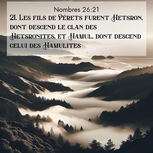 Segond21 Nombres  ; image nature: image avec le verset biblique :Les fils de Pérets furent Hetsron, dont descend le clan des Hetsronites, et Hamul, dont descend celui des Hamulites. ;  ; 26:21