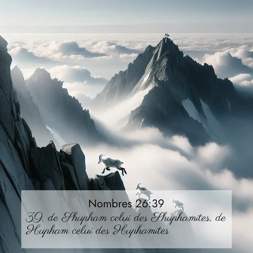Segond21 Nombres  ; image nature: image avec le verset biblique :de Shupham celui des Shuphamites, de Hupham celui des Huphamites. ;  ; 26:39