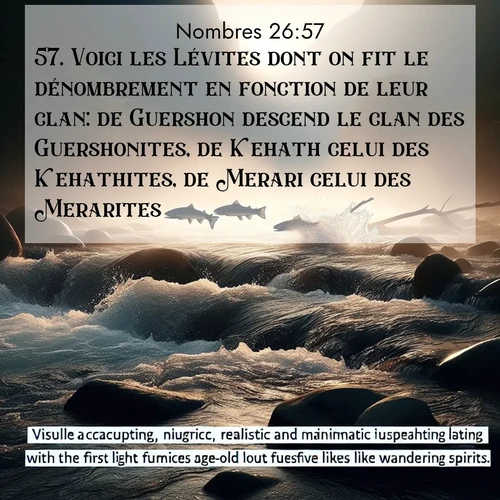 Segond21 Nombres  ; image nature: image avec le verset biblique :Voici les Lévites dont on fit le dénombrement en fonction de leur clan: de Guershon descend le clan des Guershonites, de Kehath celui des Kehathites, de Merari celui des Merarites. ;  ; 26:57