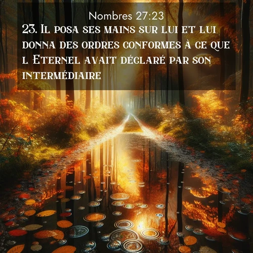Segond21 Nombres  ; image nature: image avec le verset biblique :Il posa ses mains sur lui et lui donna des ordres conformes à ce que l&#039;Eternel avait déclaré par son intermédiaire. ;  ; 27:23